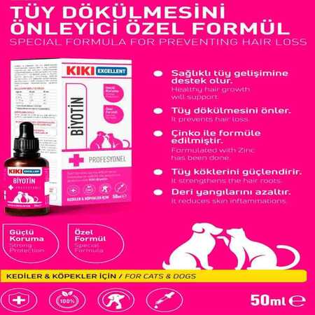 KIKI Excellent Kedi ve Köpekler İçin Biyotin Şurup 50ml - Thumbnail