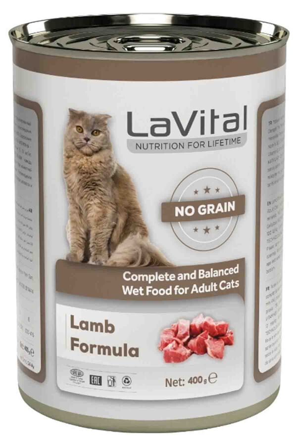 Lavital Tahılsız Kuzu Etli Yetişkin Kedi Konservesi 400gr