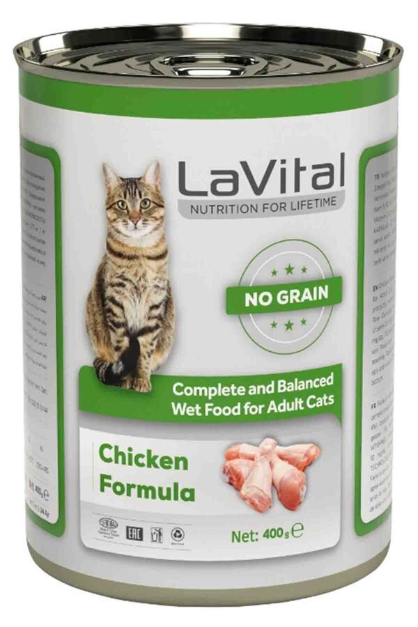 Lavital Tahılsız Tavuk Etli Ezme Yetiskin Kedi Konservesi 400gr