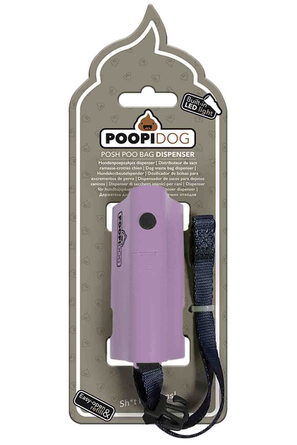 Duvo Plus Poopi Dog Led Işıklı Mor Dışkı Poşeti Taşıma Çantası 8,5x4x6cm