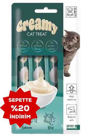 M-PETS - Creamy Somon Balıklı Biftekli Kedi Ödülü 4x15gr