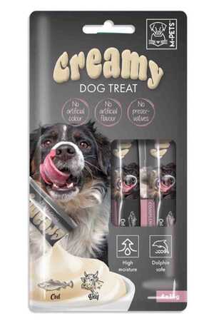 M-PETS - M-Pets Creamy Morina Balıklı Ve Biftekli Köpek Ödülü 4x15gr