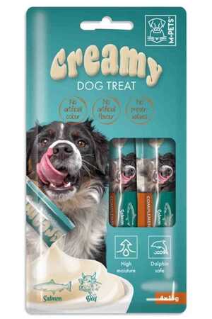 M-PETS - M-Pets Creamy Somonlu Ve Biftekli Köpek Ödülü 4x15gr