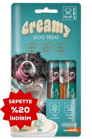 M-PETS - M-Pets Creamy Somonlu Ve Biftekli Köpek Ödülü 4x15gr