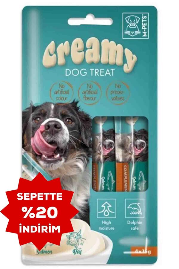 M-Pets Creamy Somonlu Ve Biftekli Köpek Ödülü 4x15gr