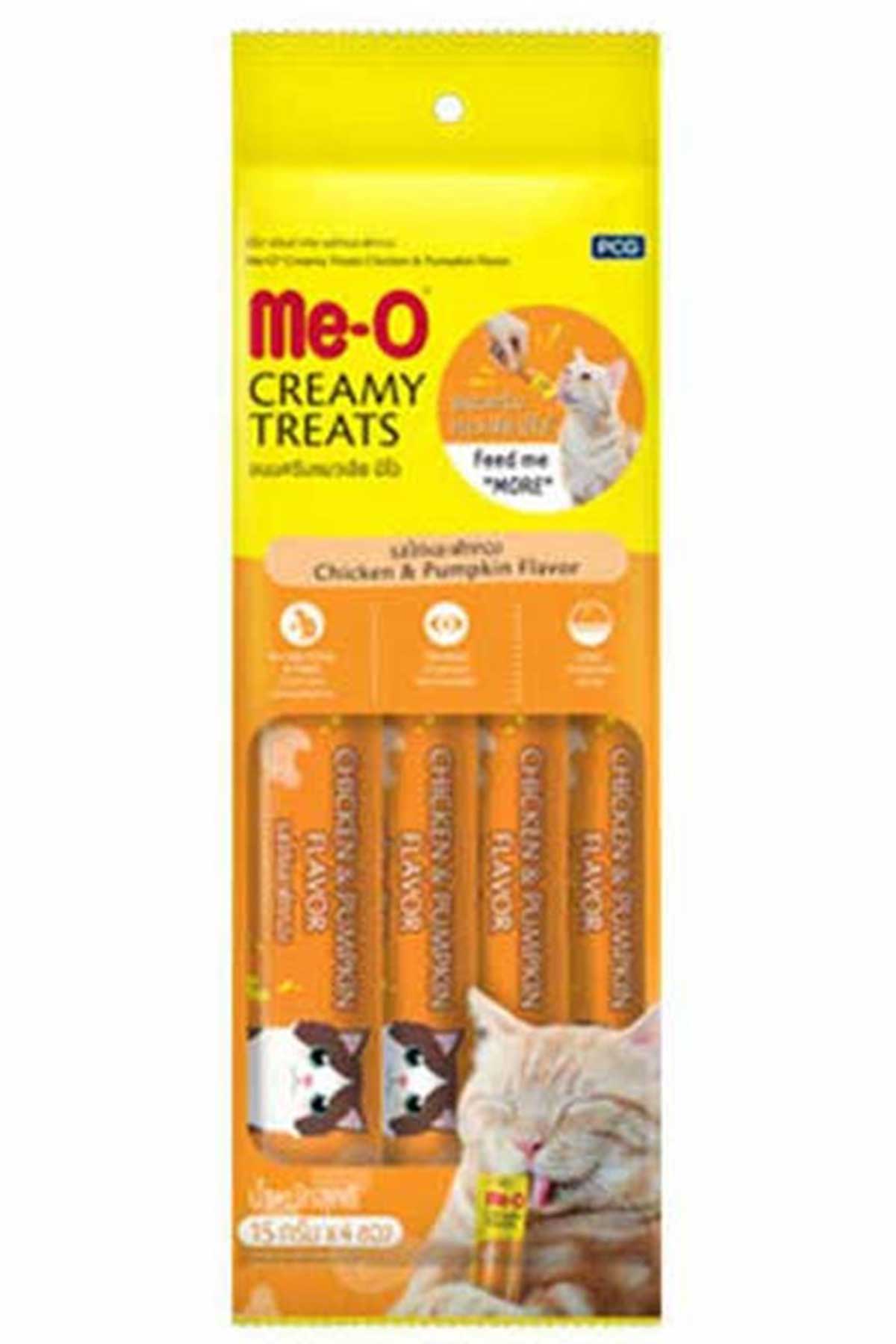 Me-O Creamy Treats Tavuk Etli ve Kabaklı Ek Besin ve Kedi Ödülü 4x15gr