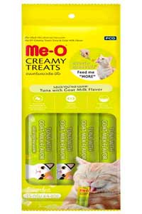 Me-O Creamy Treats Ton Balığı ve Keçi Sütlü Ek Besin ve Kedi Ödülü 4x15gr