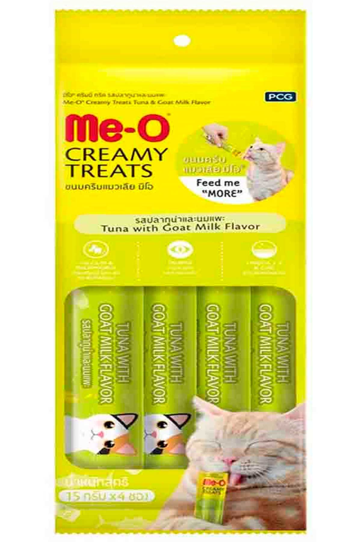 Me-O Creamy Treats Ton Balığı ve Keçi Sütlü Ek Besin ve Kedi Ödülü 4x15gr