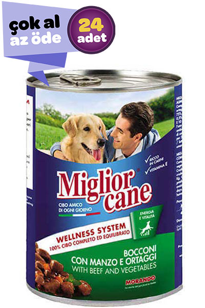 Miglior Gatto Biftek ve Sebzeli Yetişkin Köpek Konservesi 24x405gr (24lü)