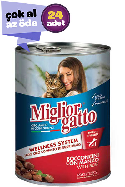 Miglior Gatto Biftekli Yetişkin Kedi Konservesi 24x405gr (24lü)