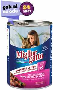 MIGLIOR GATTO - Miglior Gatto İşkembeli ve Havuçlu Yetişkin Kedi Konservesi 24x405gr (24lü)