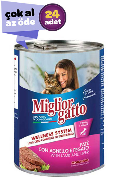 Miglior Gatto Kuzlu ve Karaciğerli Yetişkin Kedi Konservesi 24x400gr (24lü)