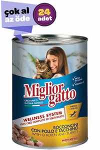 Miglior Gatto Tavuklu & Hindili Yetişkin Kedi Konservesi 24x405gr (24lü)