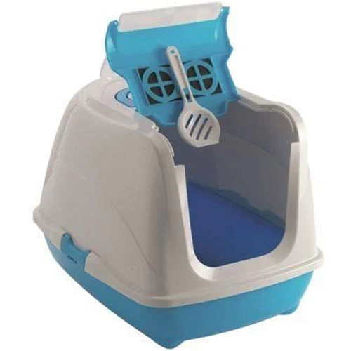 MODERNA - Moderna Flip Filtreli Kapalı Kedi Tuvaleti 39x39x50 Cm Mavi