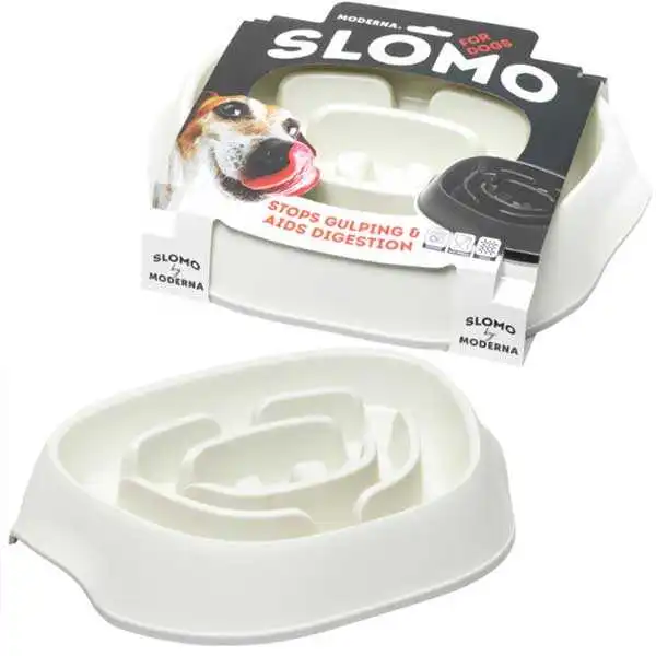 Moderna Slomo Hızlı Yeme Önleyici Köpek Mama Kabı 950ml Beyaz