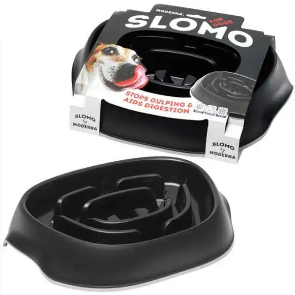 Moderna Slomo Hızlı Yeme Önleyici Köpek Mama Kabı 950ml Siyah - Thumbnail