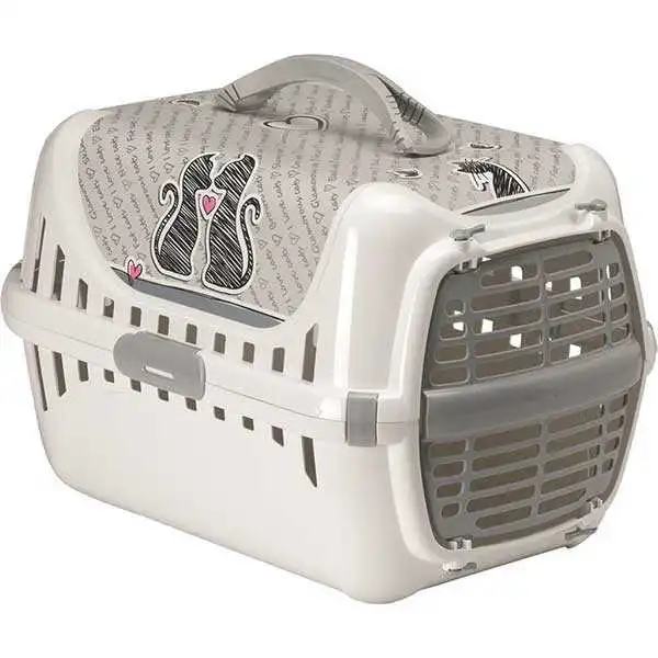 Moderna Trendy Plastik Kapılı Kedi Taşıma Kabı 50cm Gri - Thumbnail