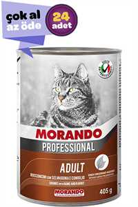 MORANDO - Morando Av Hayvanlı ve Tavşan Etli Yetişkin Kedi Konservesi 24x405gr (24lü)