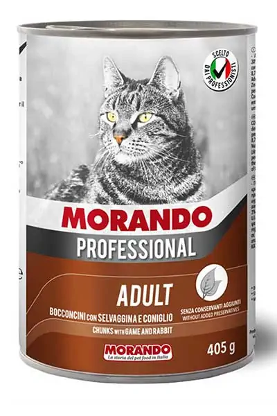 Morando Av Hayvanlı ve Tavşan Etli Yetişkin Kedi Konservesi 405gr