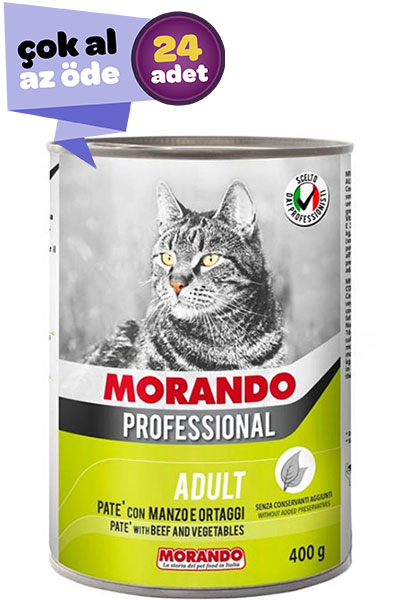 Morando Biftekli ve Sebzeli Yetişkin Kedi Konservesi 24x400gr (24lü)