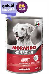 Morando Biftekli Yetişkin Köpek Konservesi 24x405gr (24lü)