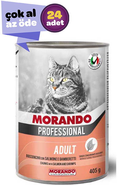 Morando Karides ve Somonlu Yetişkin Kedi Konservesi 24x405gr (24lü)