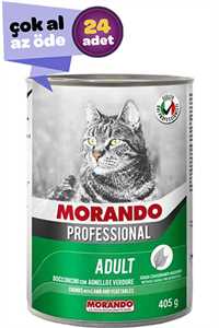 MORANDO - Morando Kuzu Etli ve Sebzeli Yetişkin Kedi Konservesi 24x405gr (24lü)