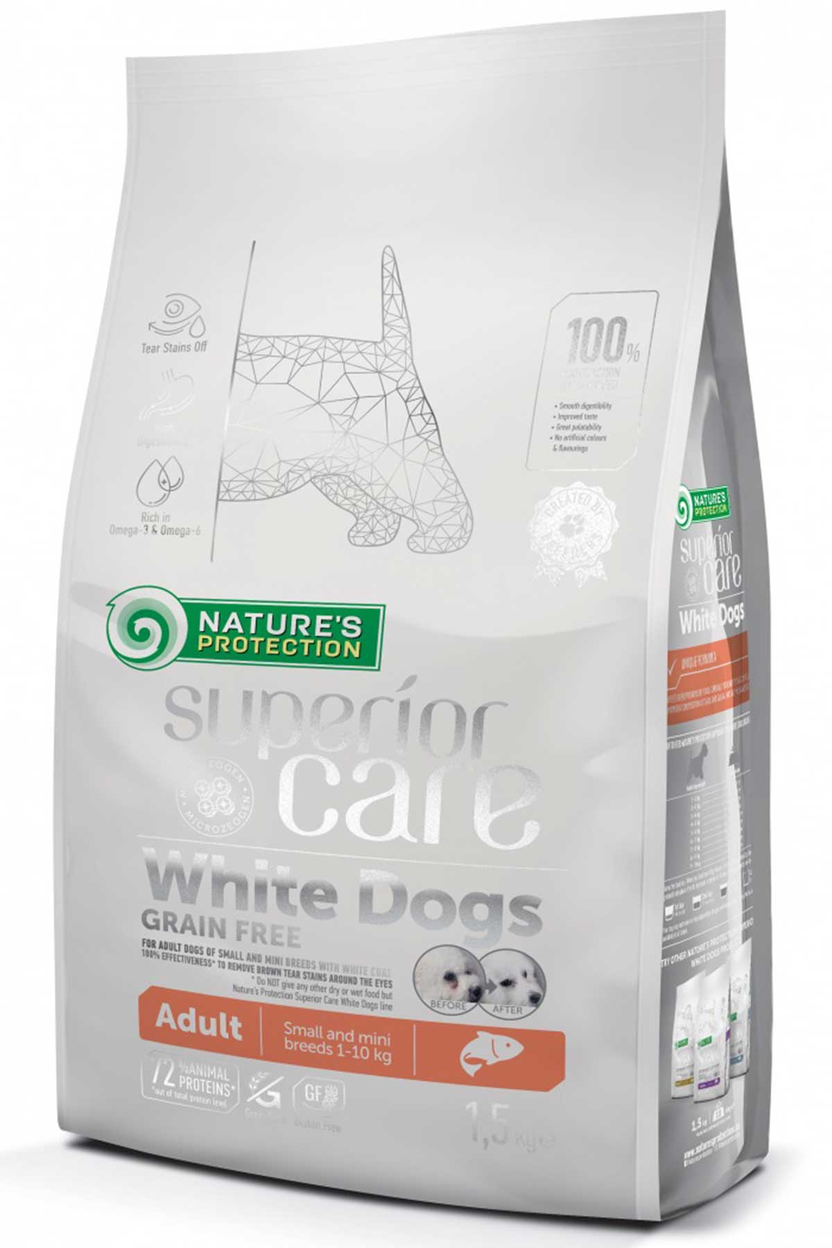 Natures Protection Beyaz Köpekler için Somonlu Küçük Irk Köpek Maması 1,5kg