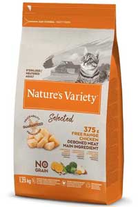 NATURES VARIETY - Natures Variety Selected Tavuk etli Tahılsız Kısırlaştırılmış Kedi Maması 1.25kg