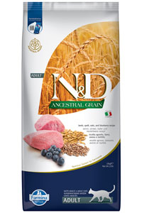 N&D - ND Ancestral Grain Düşük Tahıllı Kuzu Eti ve Yaban Mersinli Yetişkin Kedi Maması 10kg