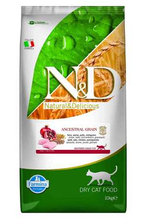 ND Ancestral Grain Düşük Tahıllı Tavuk ve Narlı Kısırlaştırılmış Kedi Maması 10kg - Thumbnail