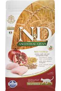 ND Ancestral Grain Düşük Tahıllı Tavuk ve Narlı Kısırlaştırılmış Kedi Maması 1,5kg