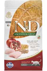 N&D - ND Ancestral Grain Düşük Tahıllı Tavuk ve Narlı Yetişkin Kedi Maması 1,5kg