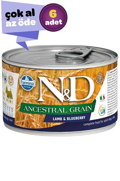 ND Düşük Tahıllı Kuzu Eti ve Yaban Mersinli Yetişkin Köpek Konservesi 6x140gr (6lı)