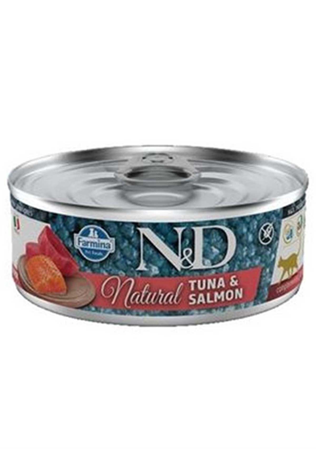 ND Natural Tuna Ve Somon Balıklı Yetişkin Kedi Konservesi 70gr