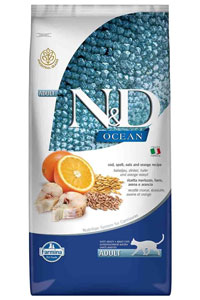 N&D - ND Ocean Düşük Tahıllı Morina Balığı ve Portakallı Yetişkin Kedi Maması 10kg