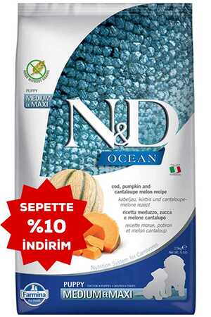 ND Ocean Morina Balıklı Bal Kabaklı ve Kavunlu Orta ve Büyük Irk Tahılsız Yavru Köpek Maması 2,5kg - Thumbnail