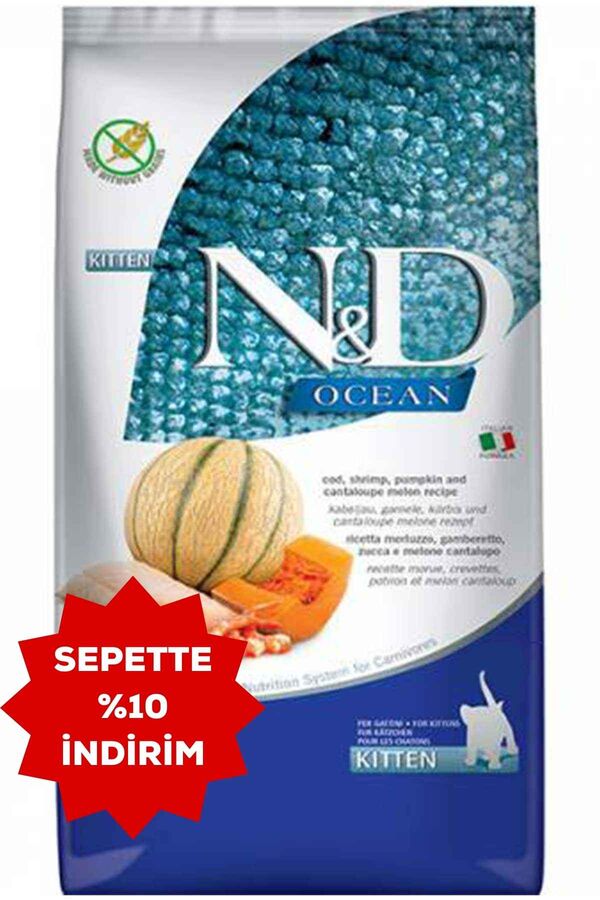 ND Ocean Morina Balıklı Balkabaklı ve Karidesli Yavru Kedi Maması 1,5kg