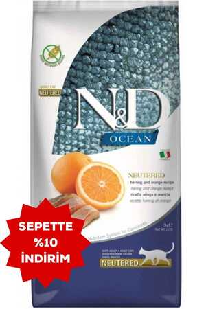 ND Ocean Tahılsız Ringa Balığı ve Portakallı Kısırlaştırılmış Kedi Maması 5kg