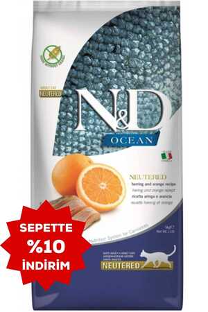 ND Ocean Tahılsız Ringa Balığı ve Portakallı Kısırlaştırılmış Kedi Maması 5kg
