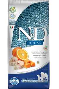 N&D - ND Ocean Tahılsız Morina Balığı Balkabağı ve Portakallı Orta ve Büyük Irk Köpek Maması 12kg