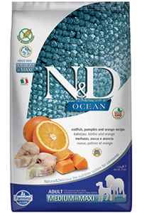 ND Ocean Tahılsız Morina Balığı Balkabağı ve Portakallı Orta ve Büyük Irk Köpek Maması 2,5kg
