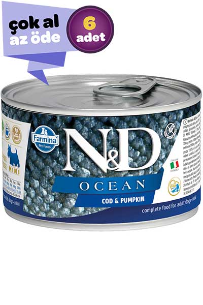 ND Ocean Tahılsız Morina Balığı ve Balkabaklı Yetişkin Köpek Konservesi 6x140gr (6lı)