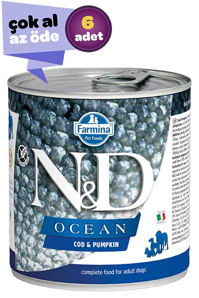 ND Ocean Tahılsız Morina Balığı ve Balkabaklı Yetişkin Köpek Konservesi 6x285gr (6lı)