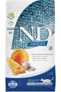 N&D - ND Ocean Tahılsız Ringa Balığı Balkabağı ve Portakallı Yetişkin Kedi Mamas 1,5kg