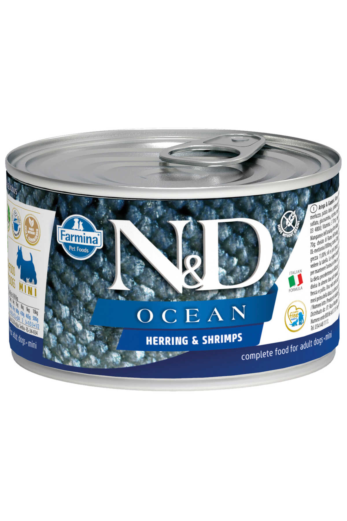 ND Ocean Tahılsız Ringa Balığı Ringa Balığı ve Karidesli Yetişkin Köpek Konservesi 140gr