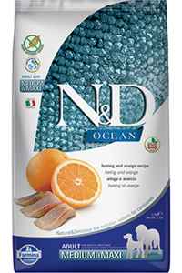 N&D - ND Ocean Tahılsız Ringa Balığı ve Portakallı Orta ve Büyük Irk Yetişkin Köpek Maması 2,5kg