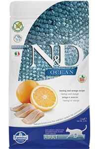 N&D - ND Ocean Tahılsız Ringa Balıklı ve Portakallı Yetişkin Kedi Maması 1,5kg