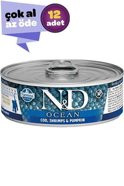 ND Ocean Tahılsız Ton Balığı ve Karidesli Yetişkin Kedi Konservesi 12x80gr (12li)
