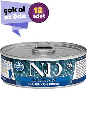 ND Ocean Tahılsız Ton Balığı ve Karidesli Yetişkin Kedi Konservesi 12x80gr (12li)